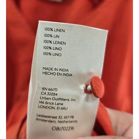 Anthropologie Shirt Womens Small Orange Popover Button Linen Maeve Peasant Audie - Picture 9 of 14